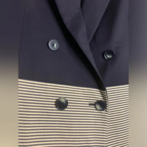 Stella McCartney Colorblock Double-Breasted Blazer Navy/Gray Size IT 42 US 6-8